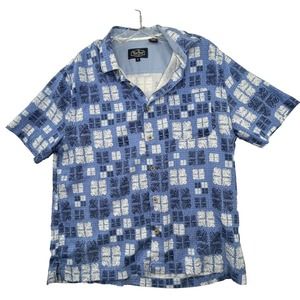 Nat Nast 70% Silk Men’s Size Medium Blue Short Sleeve‎ Button Down Camp Shirt